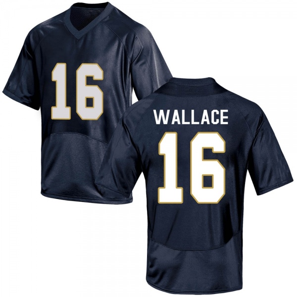 KJ Wallace Notre Dame Fighting Irish NCAA Men's #16 Navy Blue Replica College Stitched Football Jersey AHM3755KF